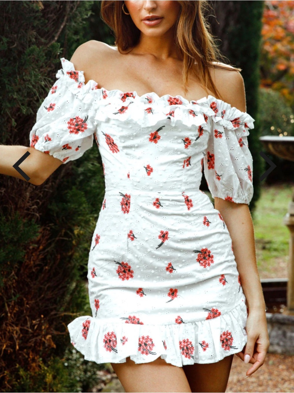 saints + secrets embroidered floral mini dress